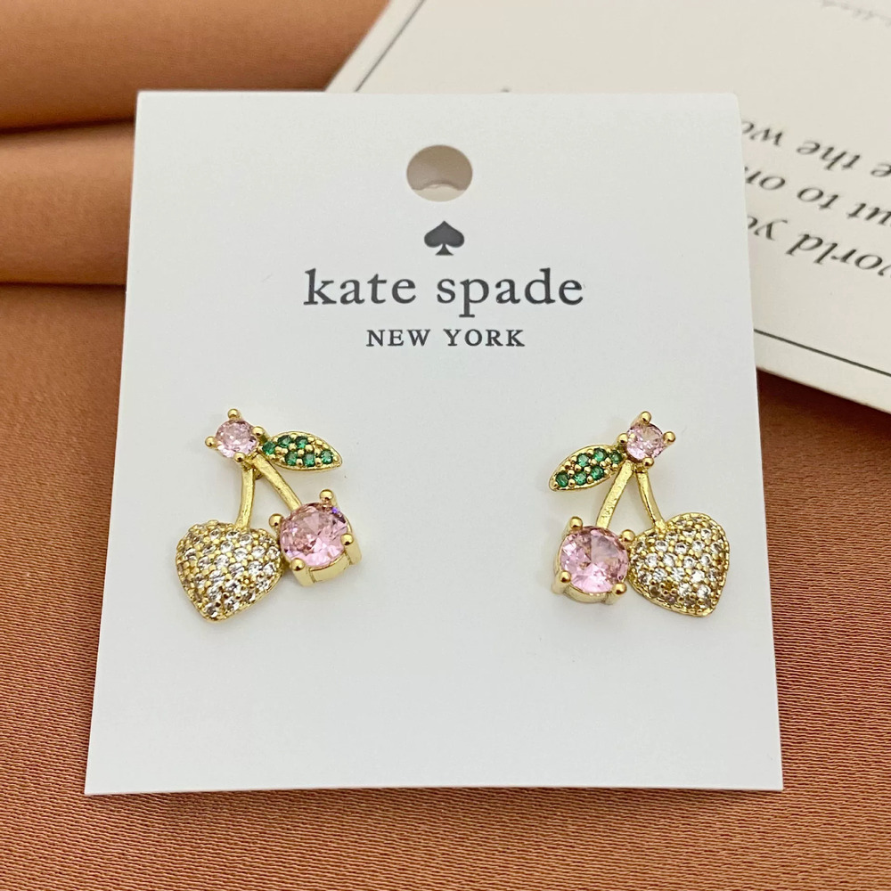 Kate SPADE Cherry Shaped Diamond Stud Earrings Metal